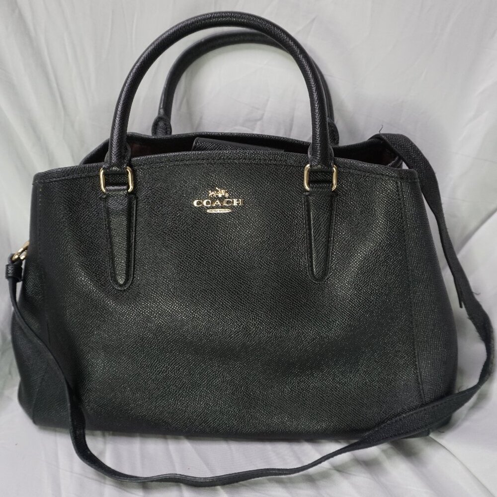 COACH PURSE MARGOT CARRYALL CROSSGRAIN LEATHER BLACK F57527